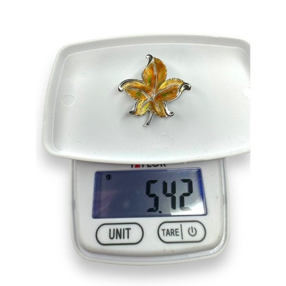Vintage Van Dell Sterling Silver Enamel Leaf Pin Brooch 5.42 grams 1.5" x 1.5" - Picture 7 of 7